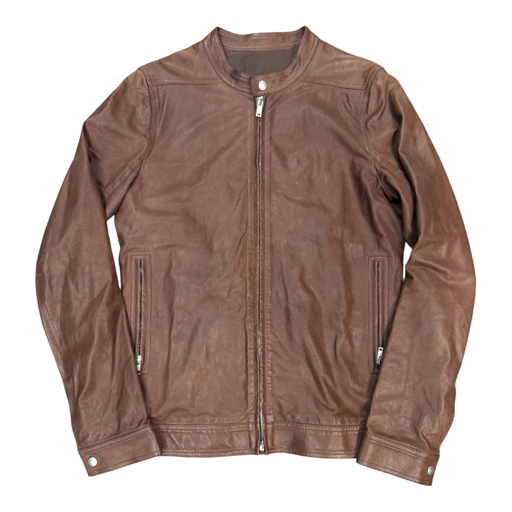 RICK OWENS MACASSAR LEATHER JACKET (L)