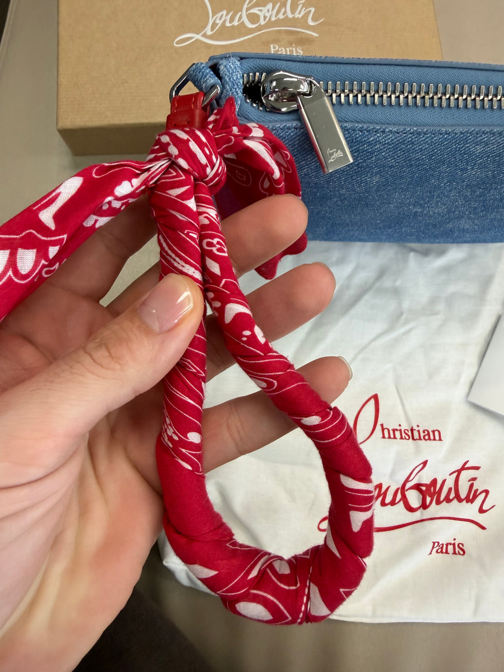 CHRISTIAN LOUBOUTIN DENIM CLUTCH BRAND NEW