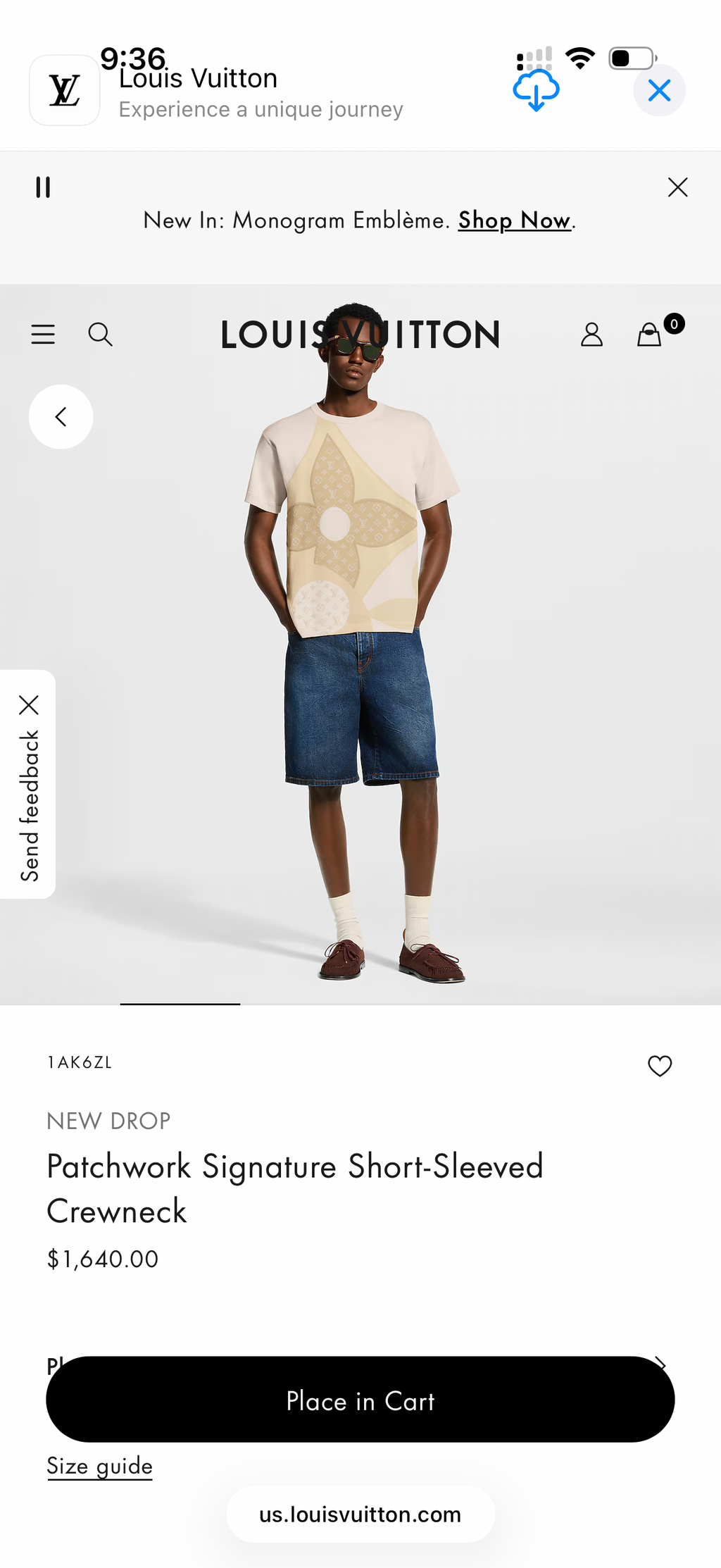 LOUIS VUITTON PATCHWORK SIGNATURE SHORT-SLEEVED CREWNECK (XXL)