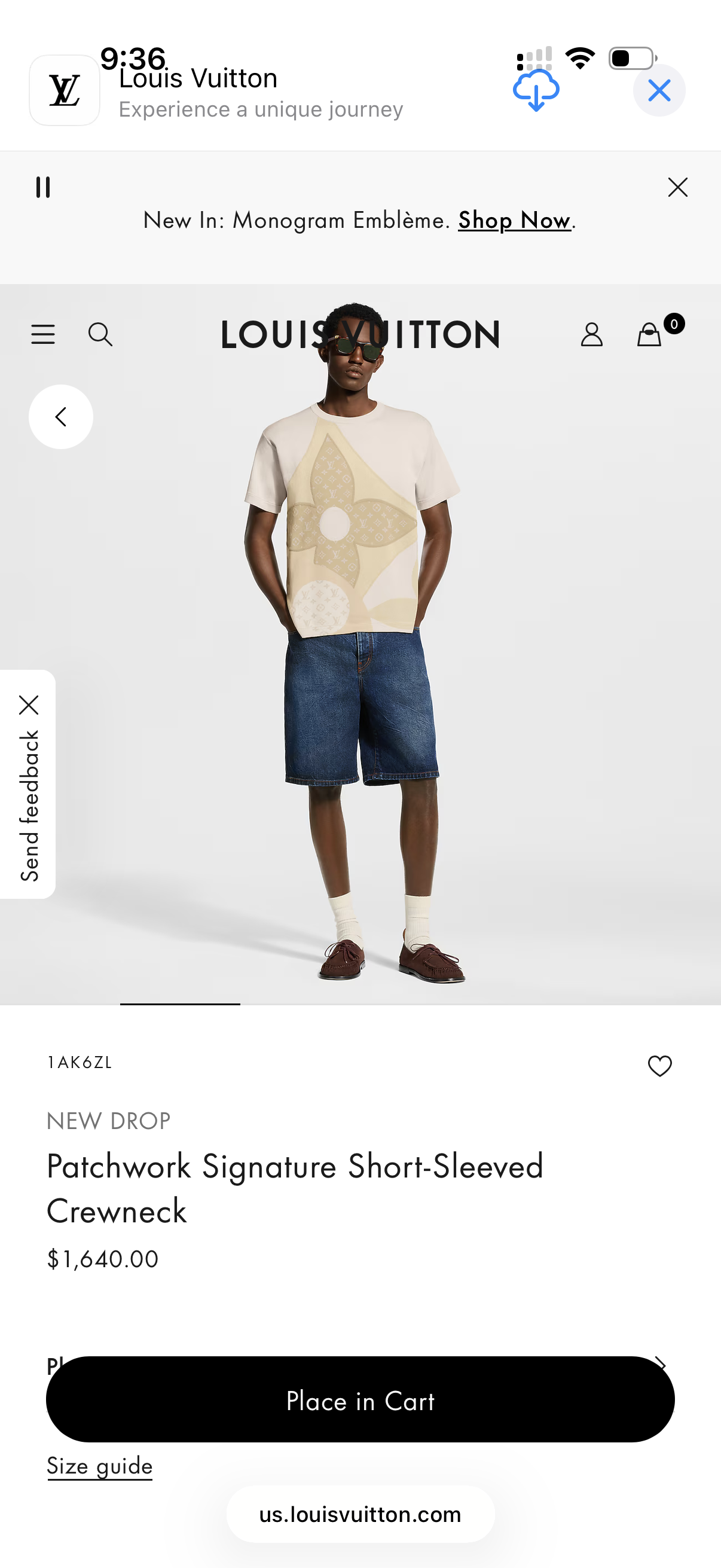LOUIS VUITTON PATCHWORK SIGNATURE SHORT-SLEEVED CREWNECK (XXL)