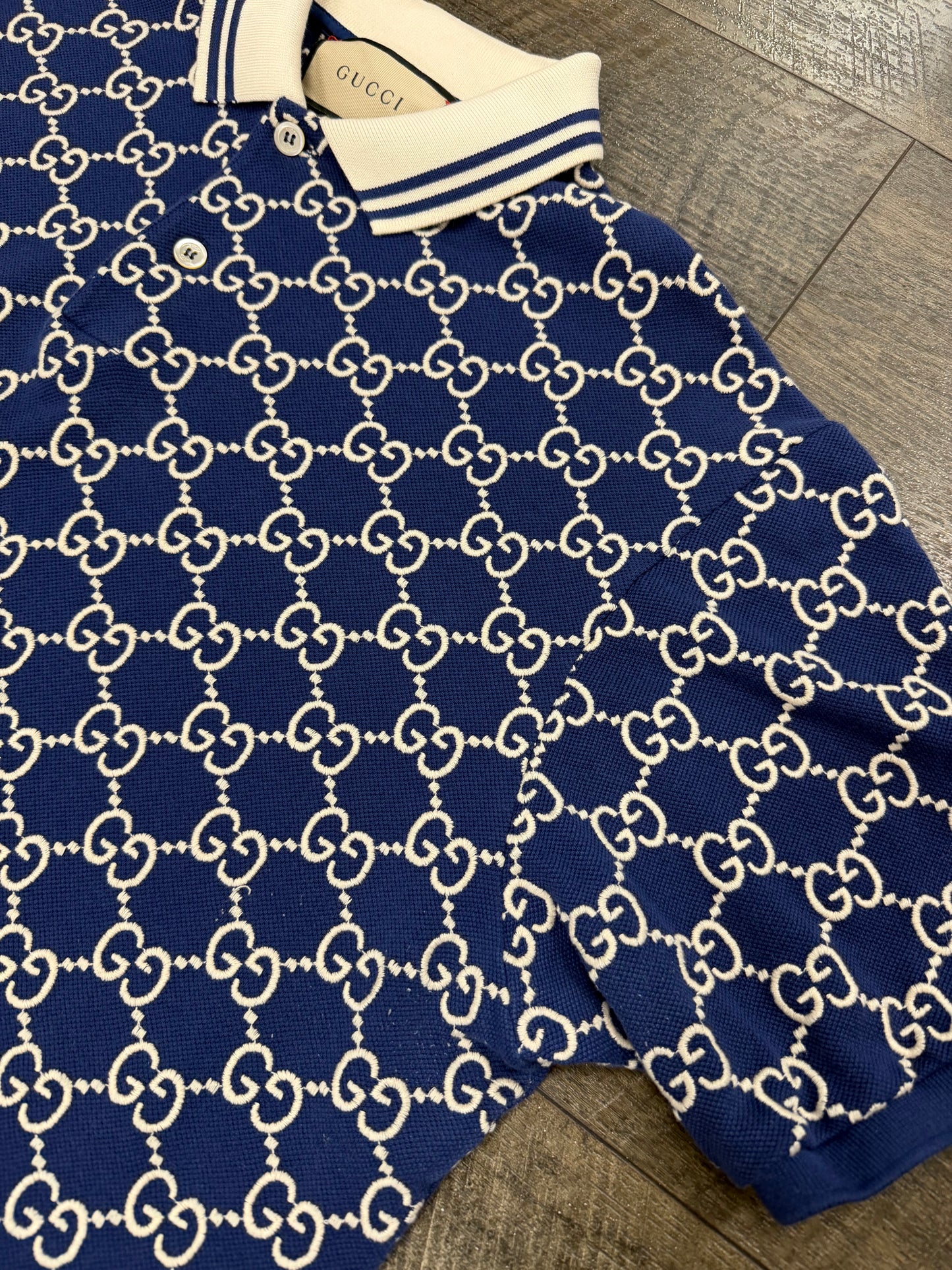 GUCCI INTERLOCK CHAIN STITCH POLO (XL)