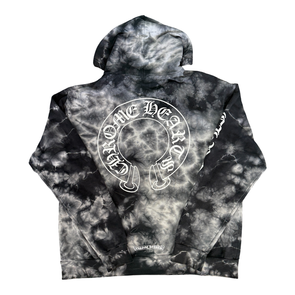 CHROME HEARTS “FUCK YOU” HORSESHOE LOGO TIE DYE HOODIE (M)