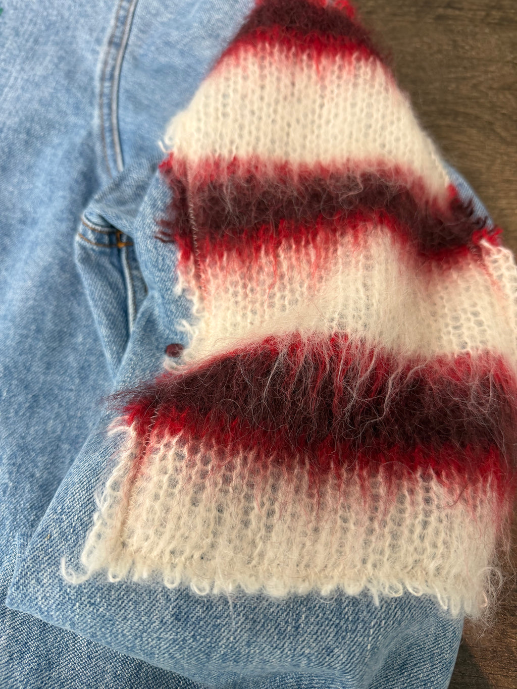 MARNI MOHAIR FLOWERS DENIM JACKET (XL)