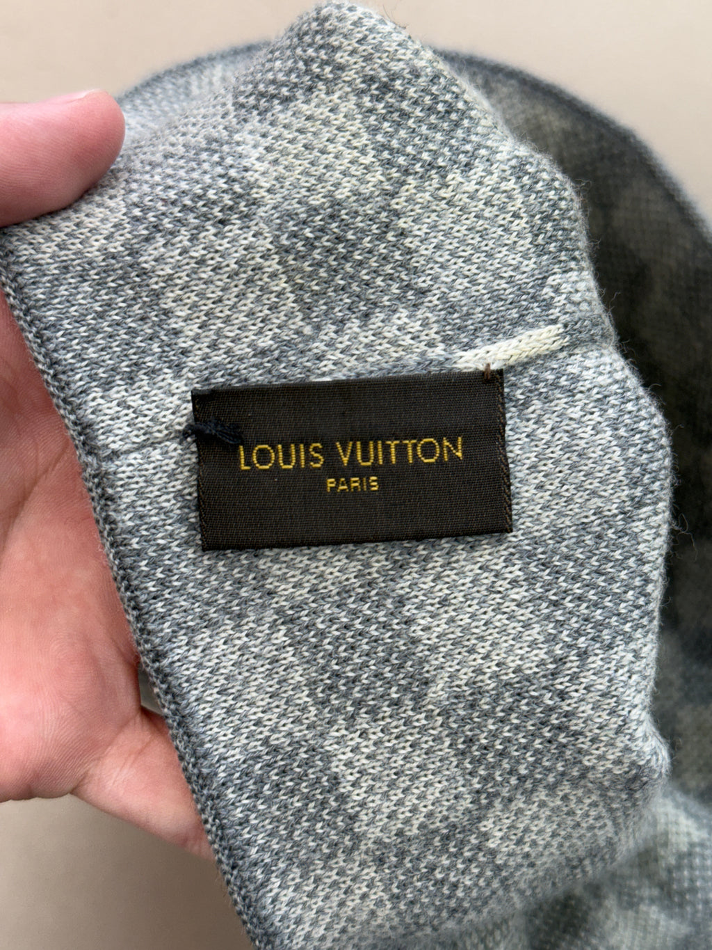 LOUIS VUITTON GREY CHECKERED BEANIE