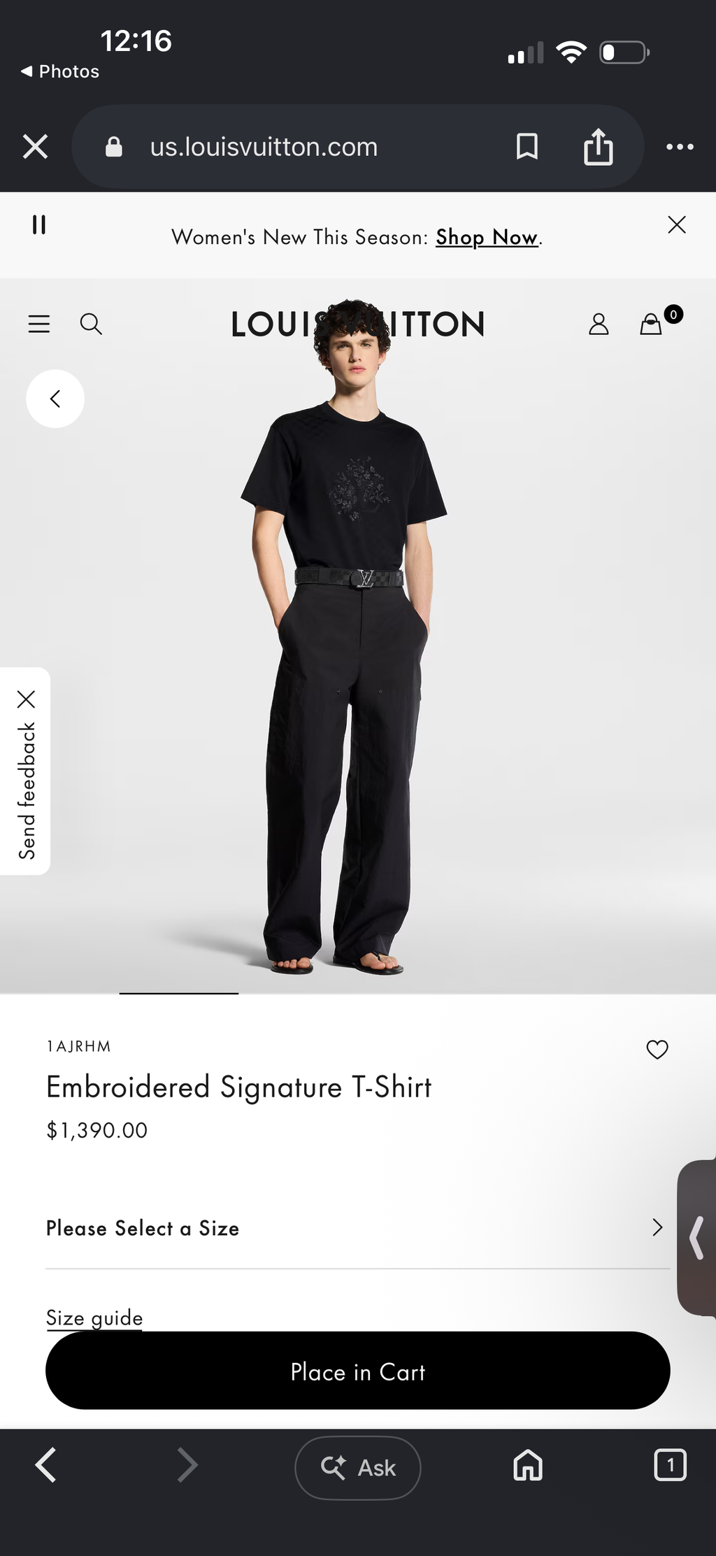 LOUIS VUITTON EMBROIDERED SIGNATURE T SHIRT (M)