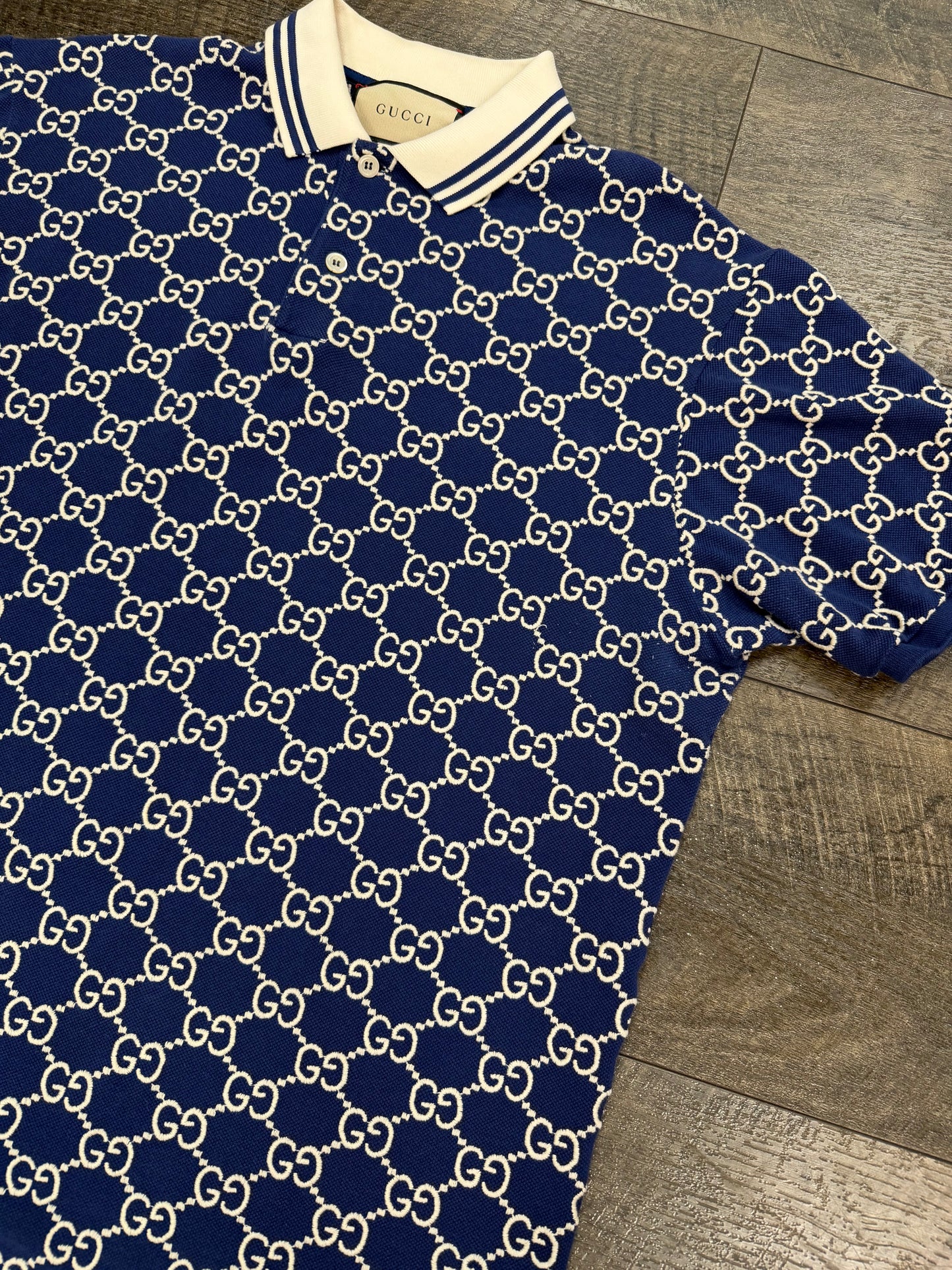 GUCCI INTERLOCK CHAIN STITCH POLO (XL)