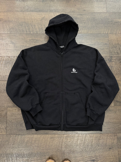 BALENCIAGA DISTRSSED LOGO HOODIE (2)