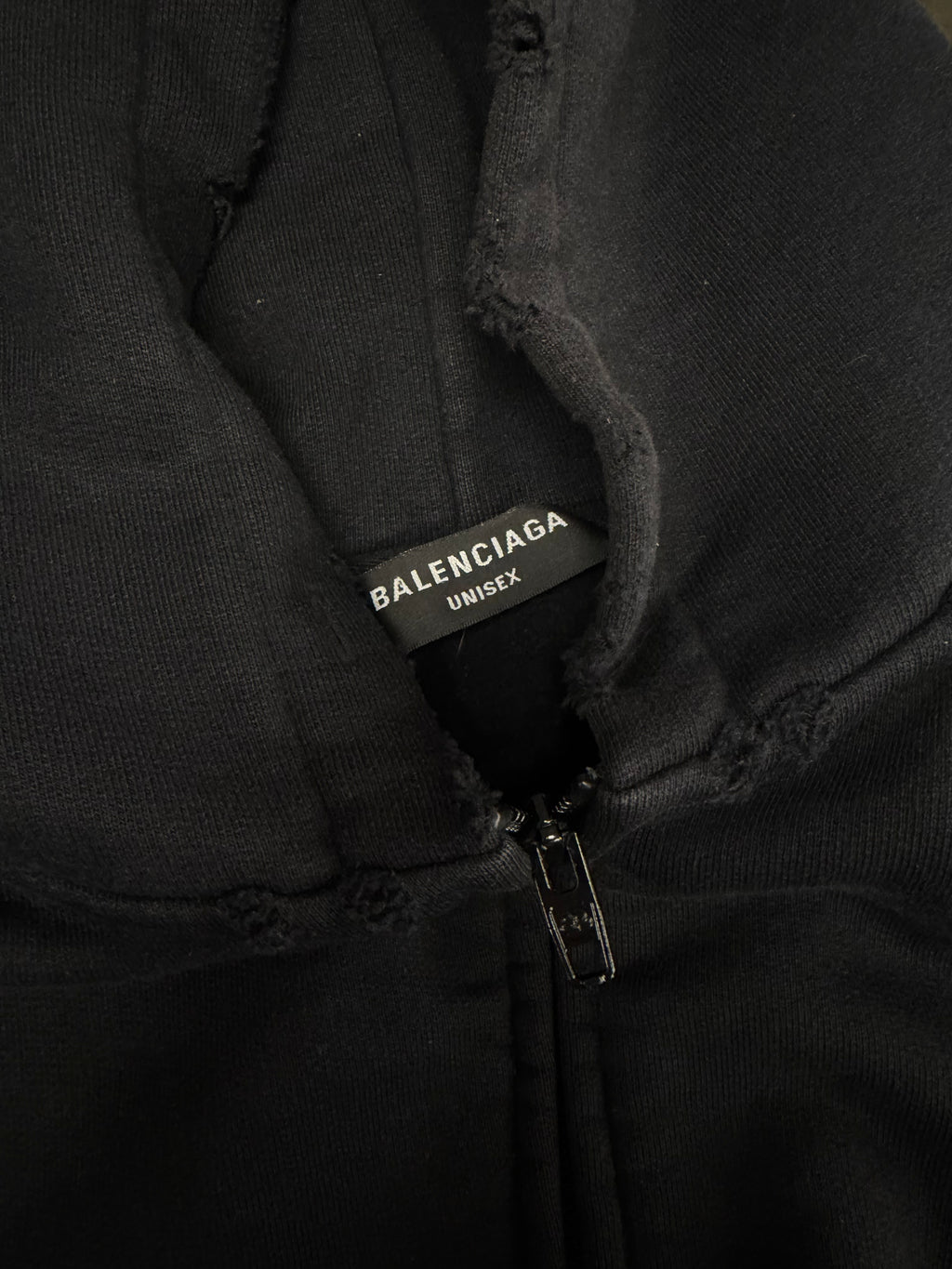BALENCIAGA DISTRSSED LOGO HOODIE (2)