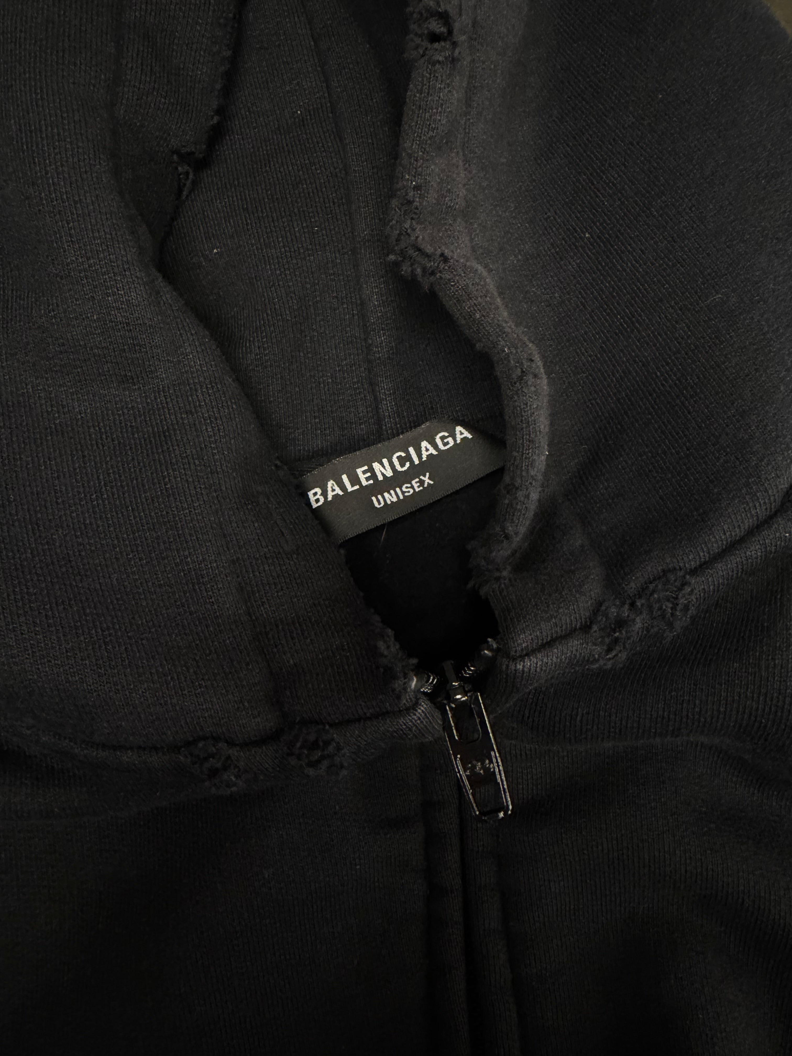 BALENCIAGA DISTRSSED LOGO HOODIE (2)