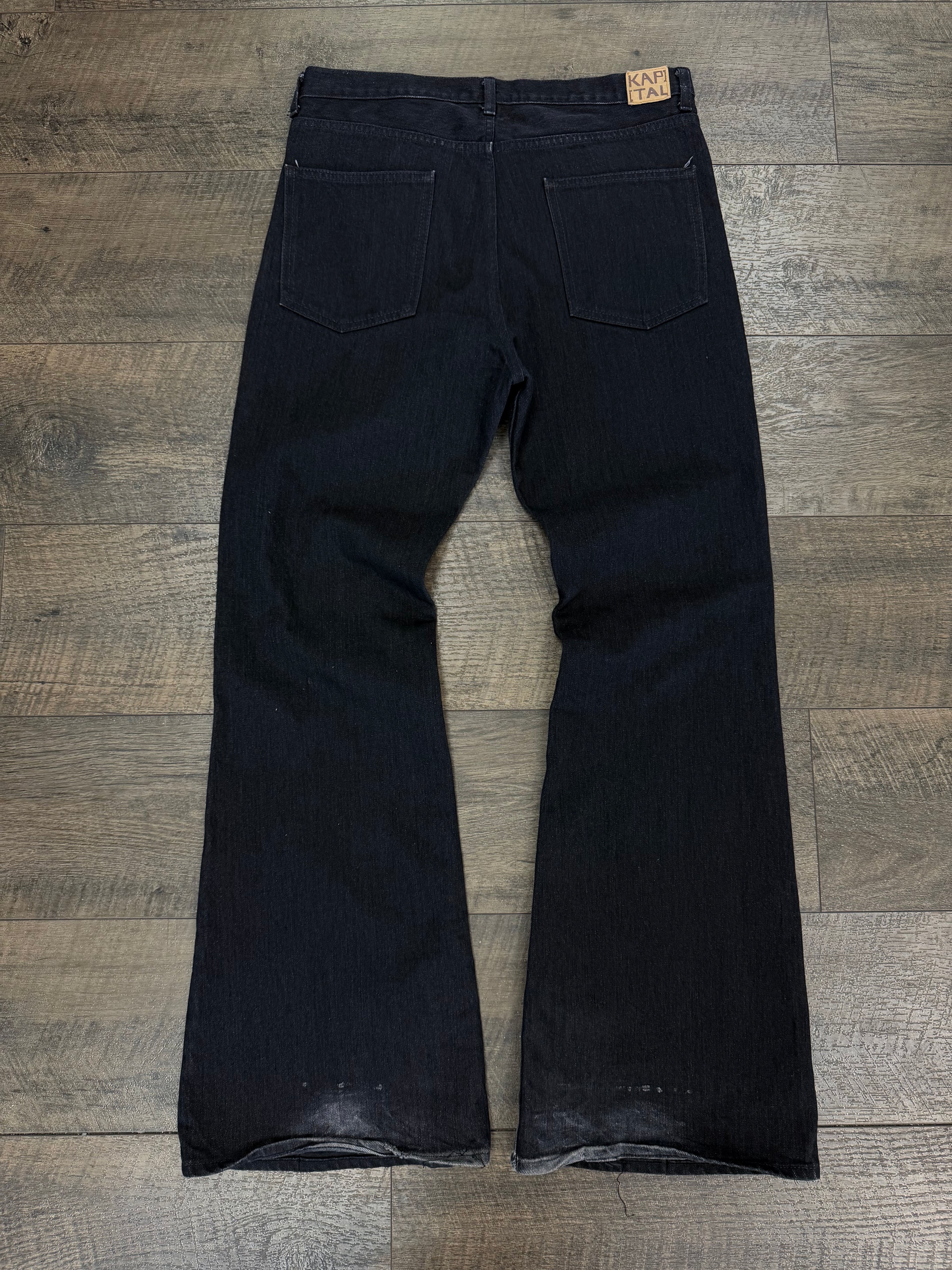 KAPITAL 14OZ OKABELLBO FLARE DENIM JEANS (34)