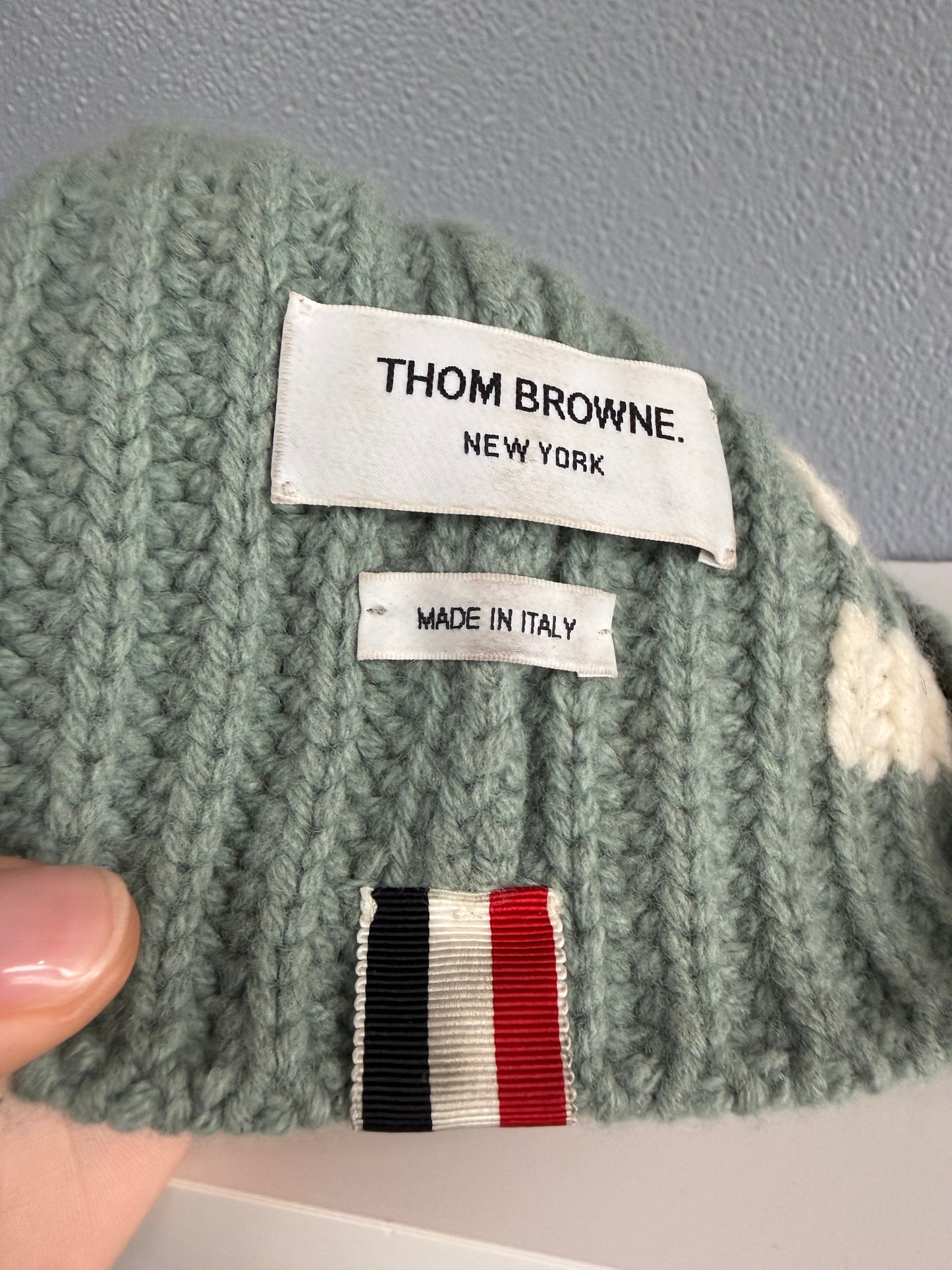 THOM BROWNE VIRGIN WOOL BEANIE