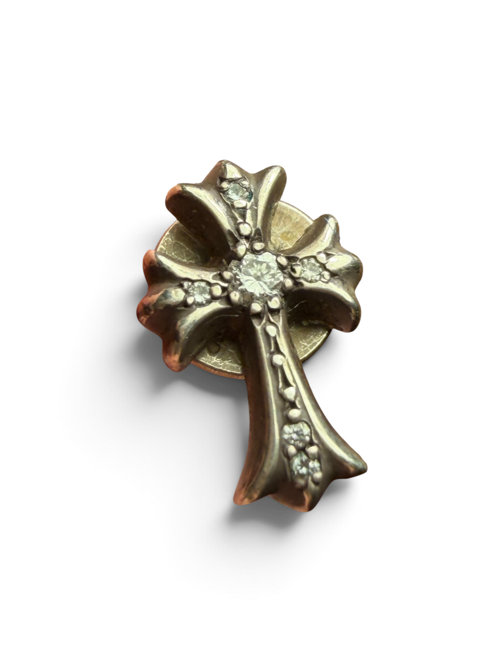 CHROME HEARTS DIAMOND PAVE CROSS EARRING STUD
