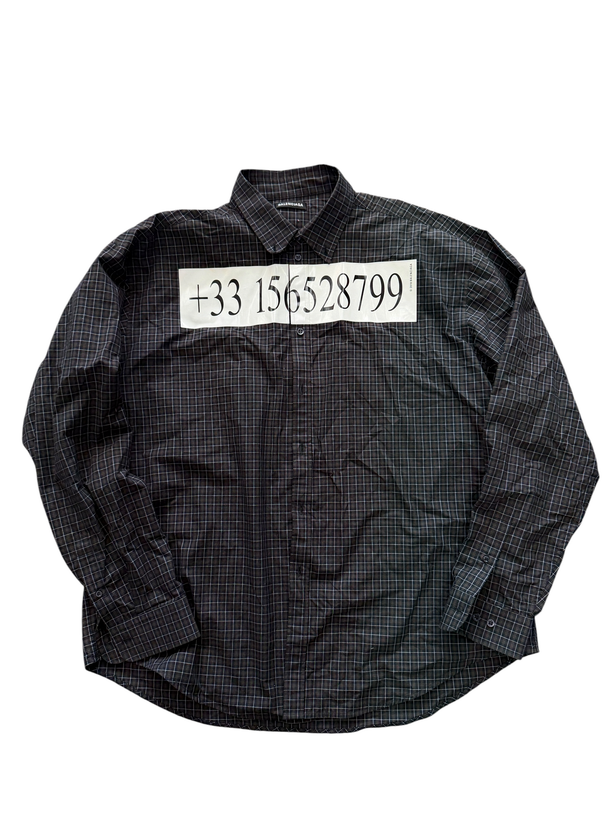 BALENCIAGA PHOKE NUMBERS BUTTON DOWN SHIRT (FITS L/XL)