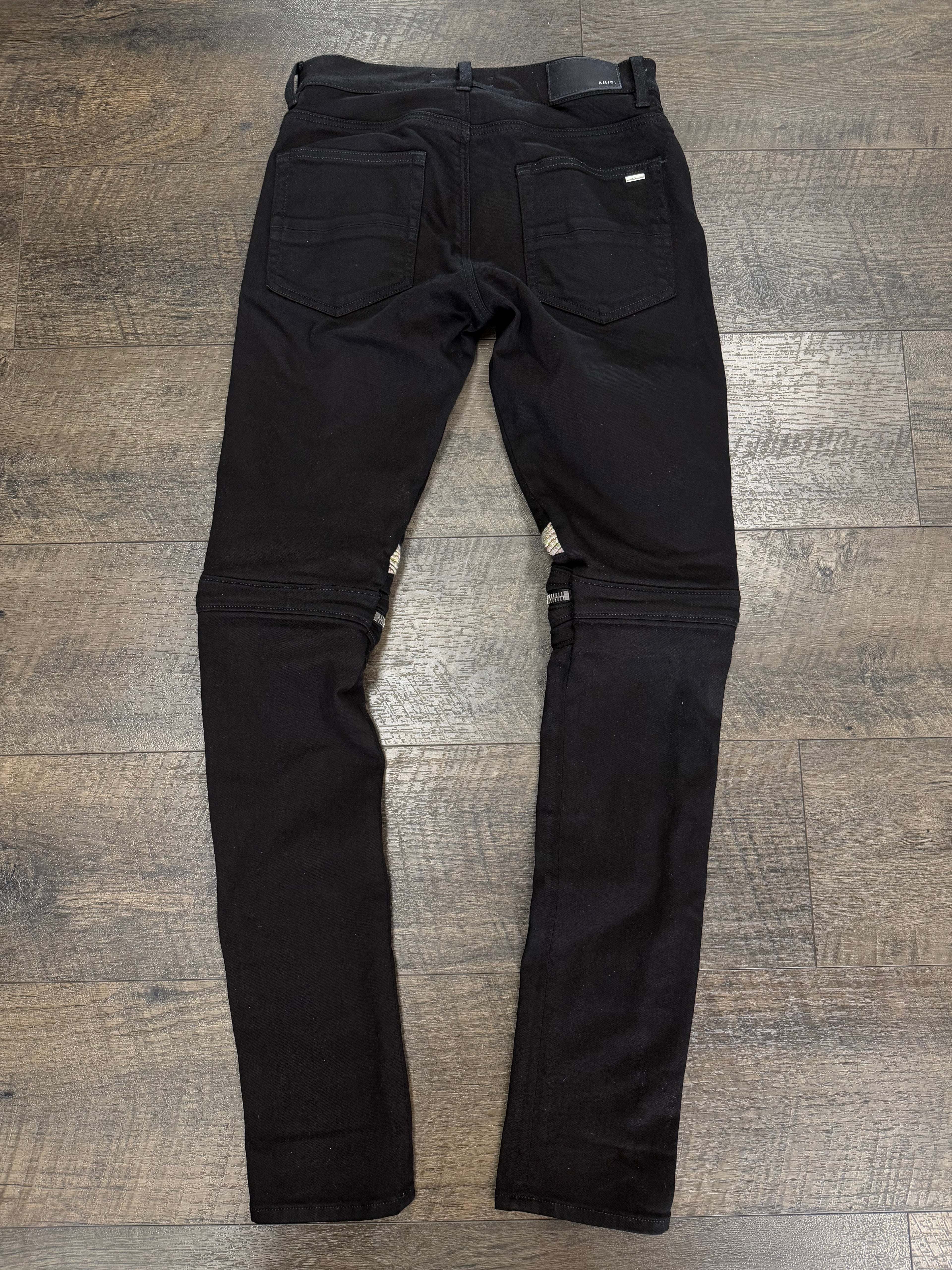 AMIRI ZIP PATCH BLACK DENIM JEANS (29)