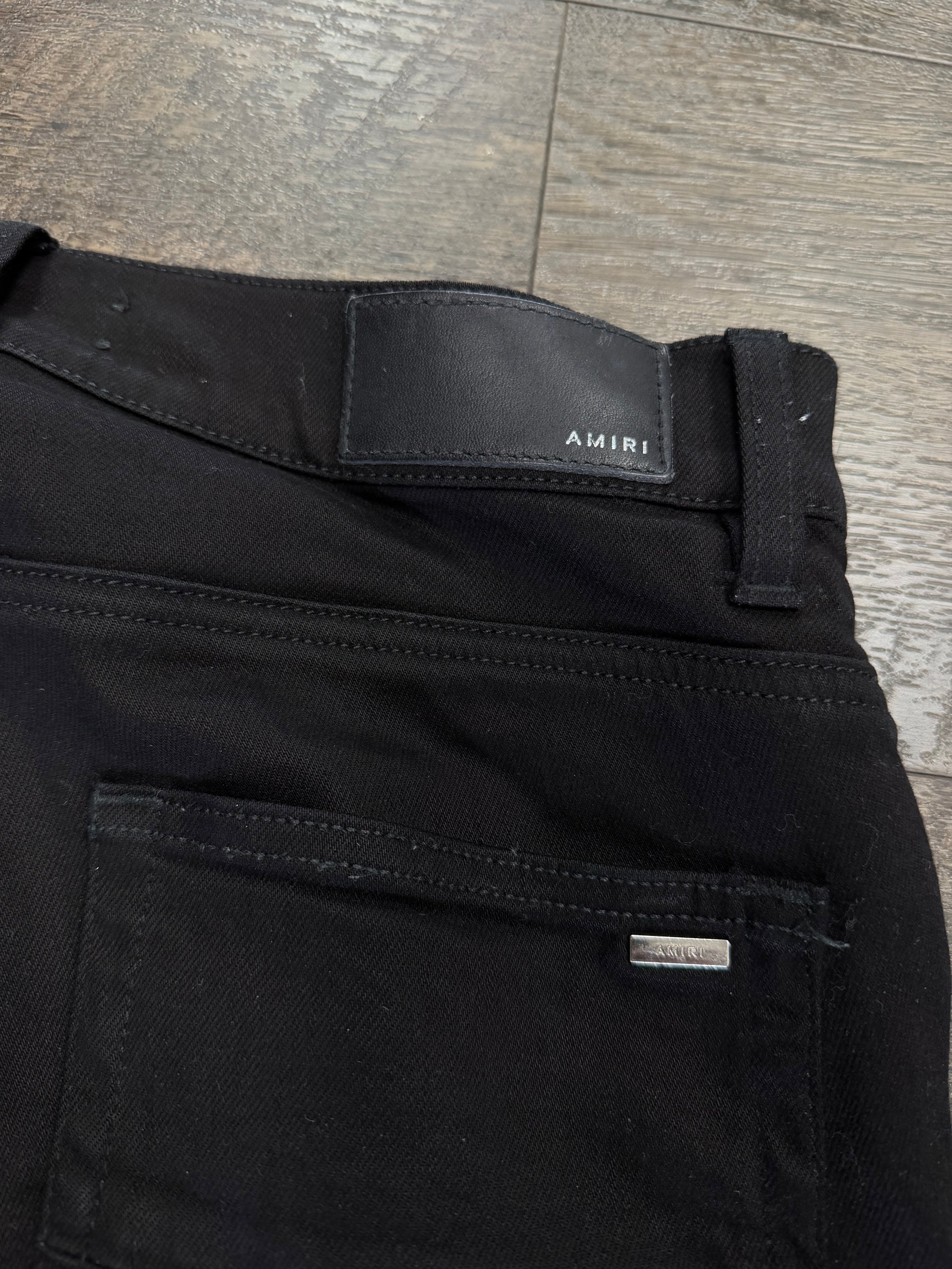 AMIRI ZIP PATCH BLACK DENIM JEANS (29)