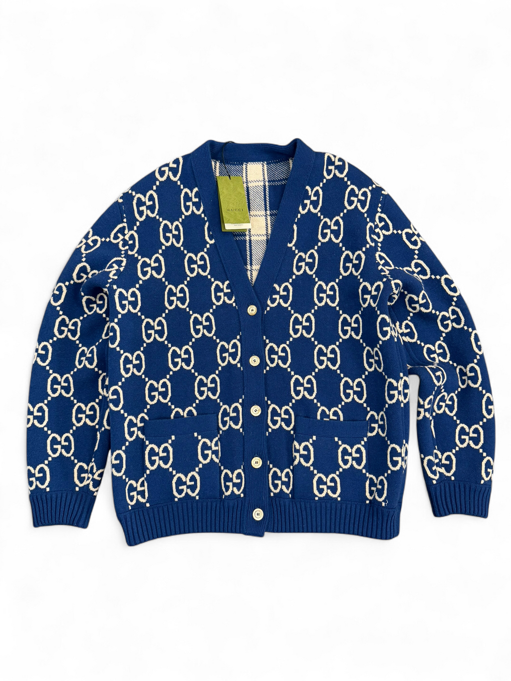 GUCCI MONOGRAM REVERSIBLE CARDIGAN (XL)