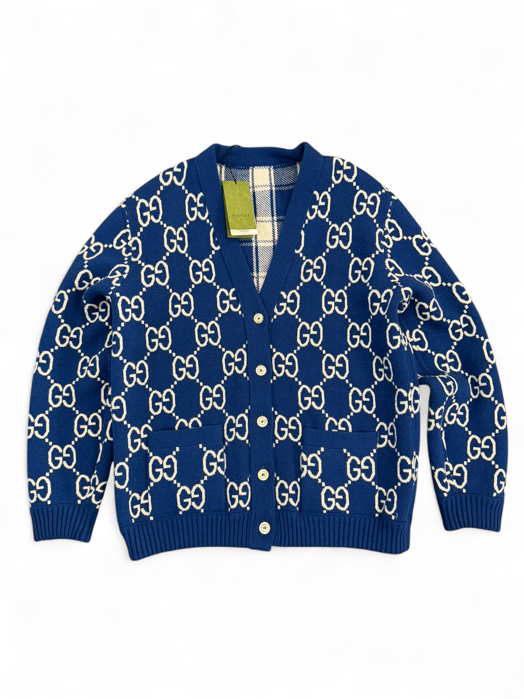 GUCCI MONOGRAM REVERSIBLE CARDIGAN (XL)