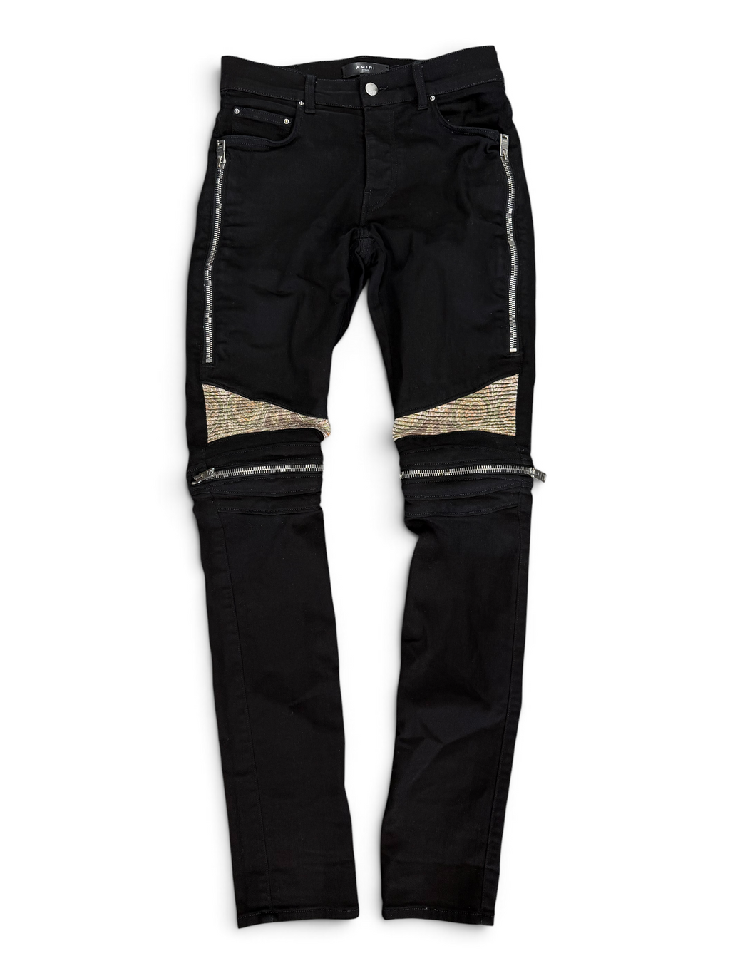 AMIRI ZIP PATCH BLACK DENIM JEANS (29)