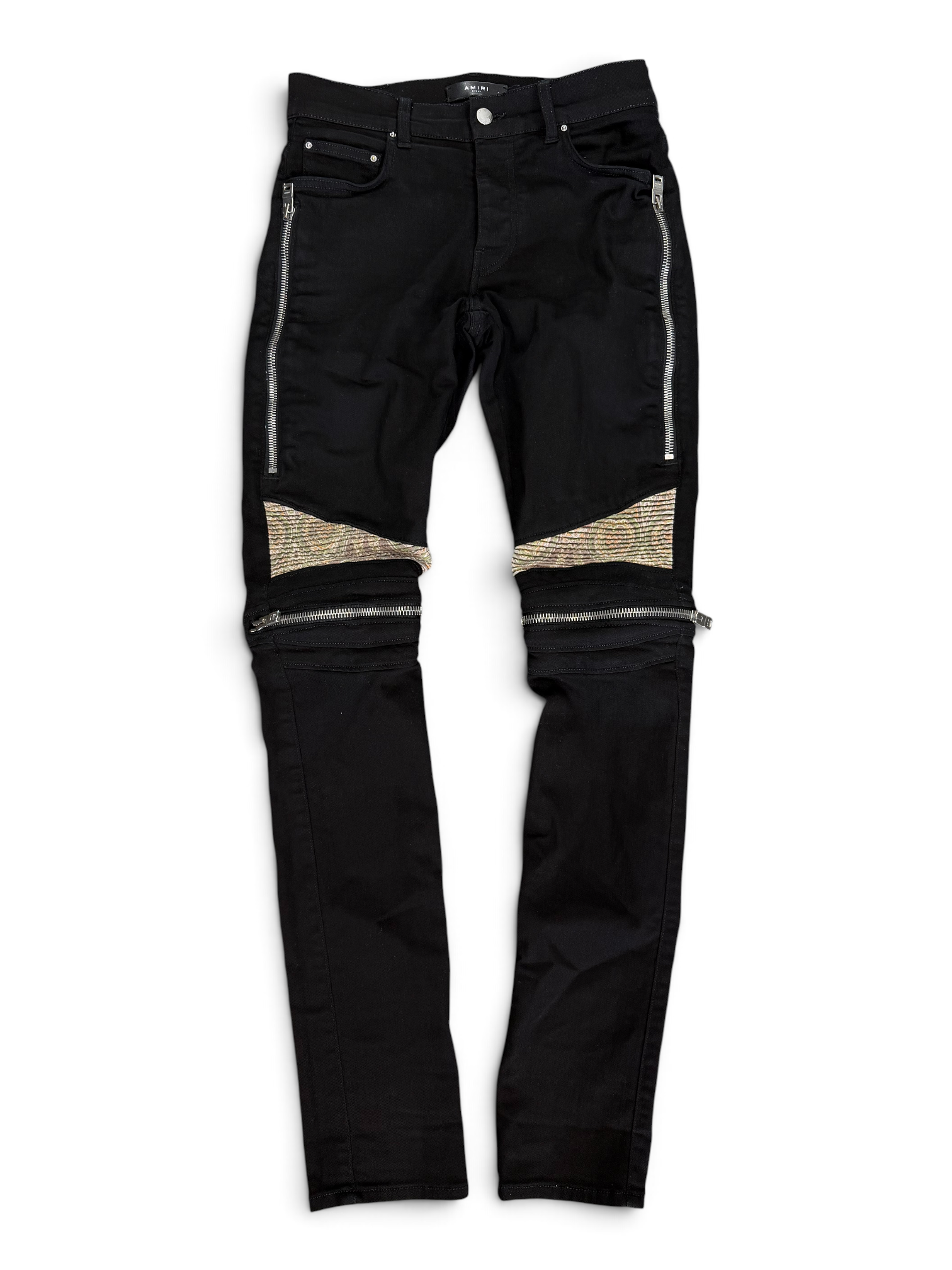 AMIRI ZIP PATCH BLACK DENIM JEANS (29)